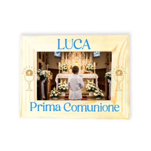 Cornice in Legno Naturale Regalo Prima Comunione Bambino