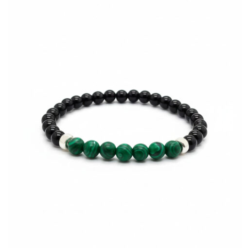 Bracciale Malachite Onice Naturale e Argento