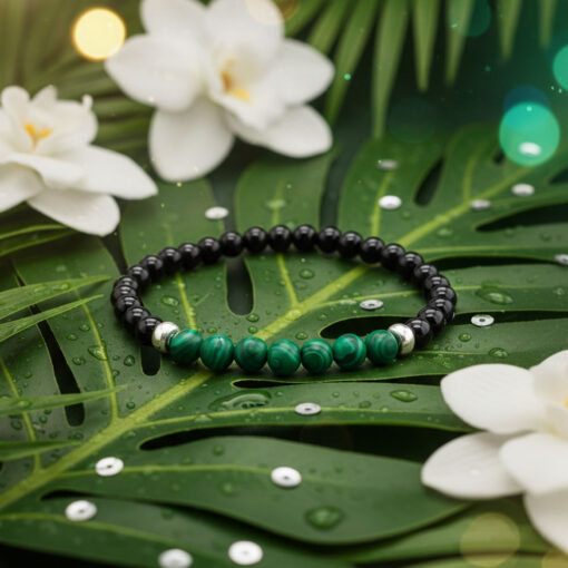 Alternative view of Bracciale Malachite Onice Naturale e Argento