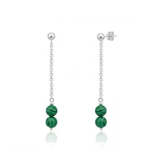 Orecchini pendenti in argento 925 con malachite