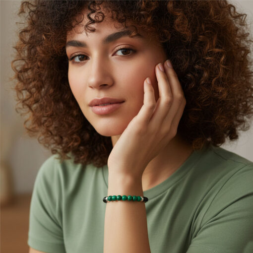 Bracciale Malachite Onice Naturale e Argento
