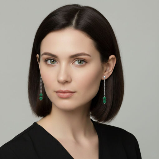 Orecchini pendenti in argento 925 con malachite