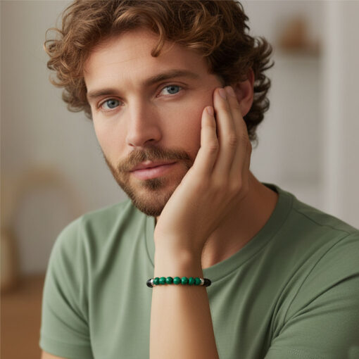 Bracciale Malachite Onice Naturale e Argento