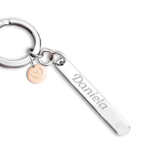 Portachiavi Personalizzabile in Argento con Cuoricino
